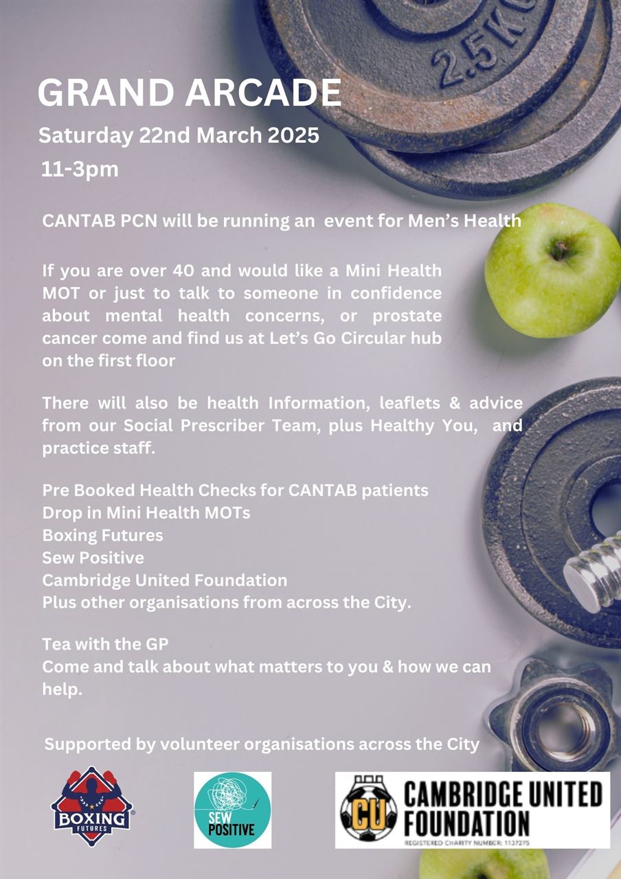 Poster with an apple, and weights on advertising Men's Health event 